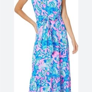 Lilly Pulitzer Madsen Midi Dress - Blue Tang Sitting Seaside